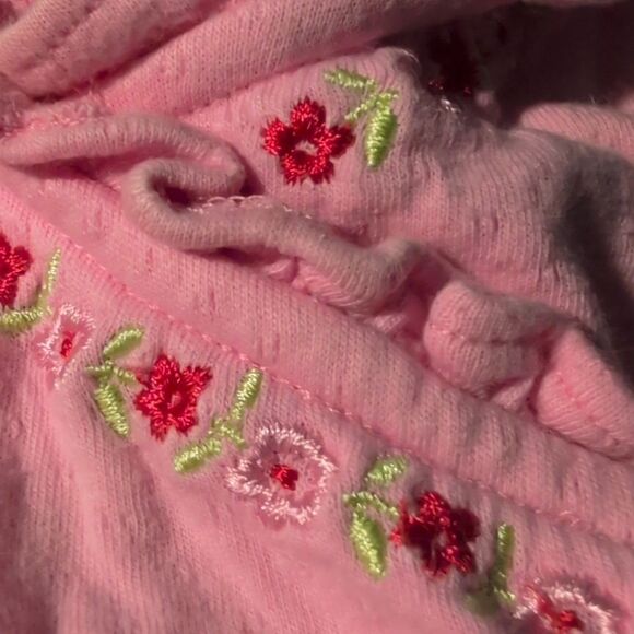 Disney Minnie Mouse Y2K Vintage Embroidered Floral Pink Romper Infant - Picture 7 of 7